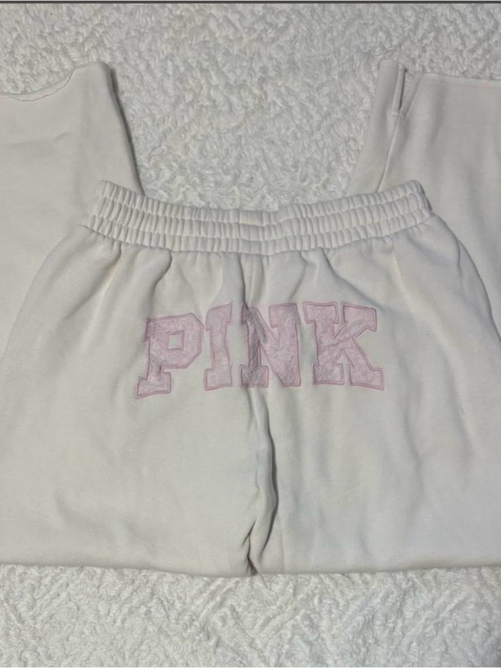 Cream Victoria's Secret Pink Wide Leg Sweatpants